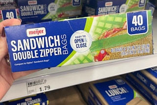 hand holding meijer sandwich bags