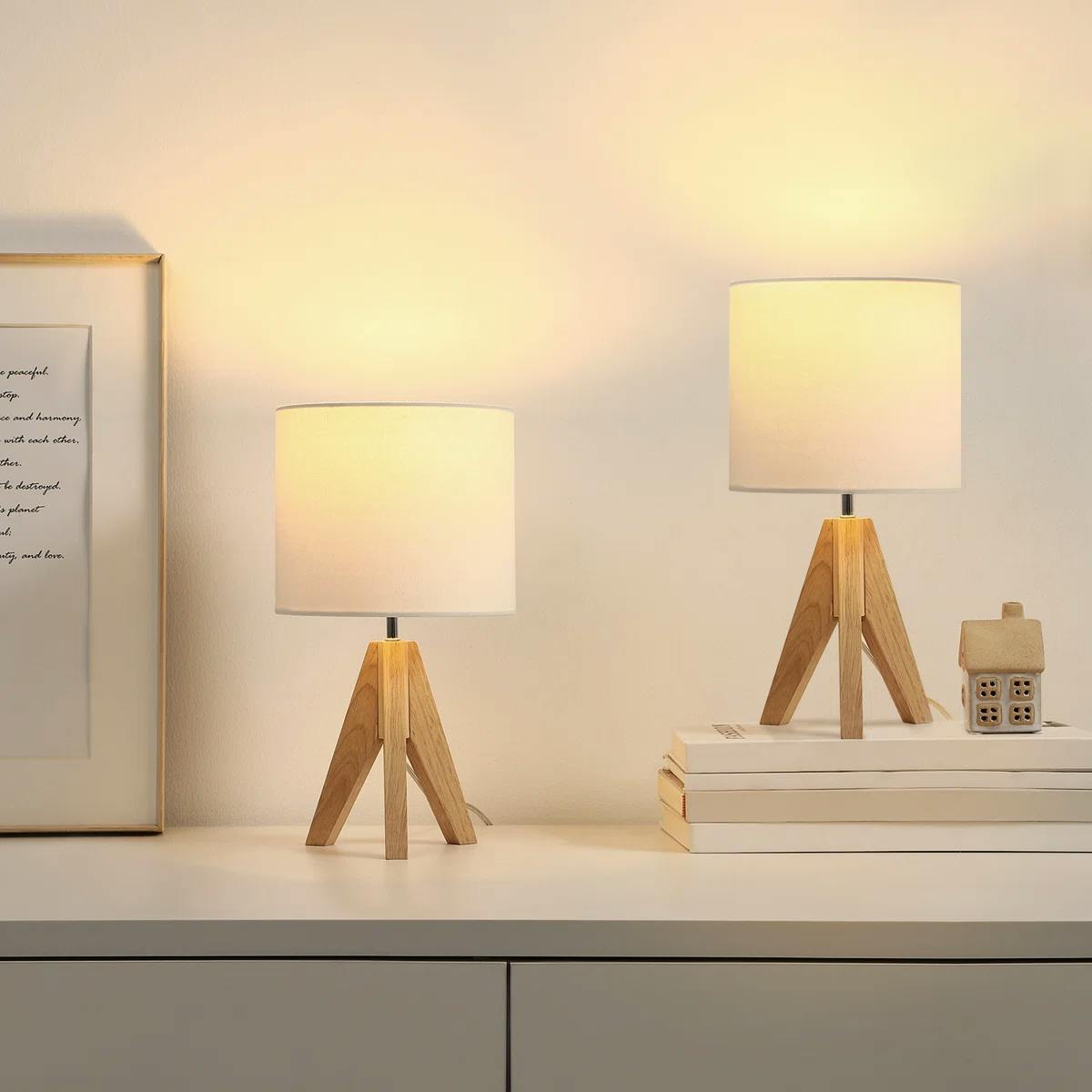 Wood Tripod Table Lamp (Set of 2)