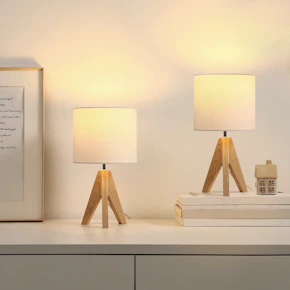 Wood Tripod Table Lamp (Set of 2)