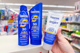 coppertone sunscreen products on a store display