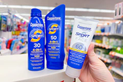 coppertone sunscreen products on a store display