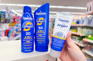 coppertone sunscreen products on a store display