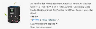 Small air purifier Amazon receipt