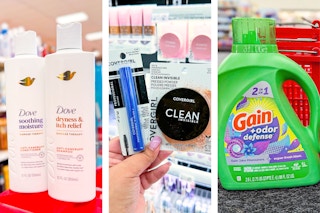 collage with dove, covergirl, and gain products