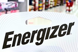 Close up shot of the Energizer logo on battery pack at Target