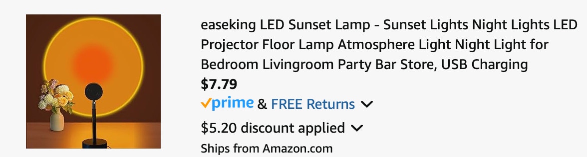 lamp Amazon receipt