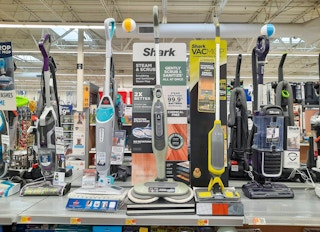 Steam mops on display at Walmart