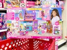 barbie vacation house sitting on top a target cart
