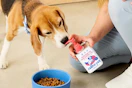 Native pet product being put into dog bowl