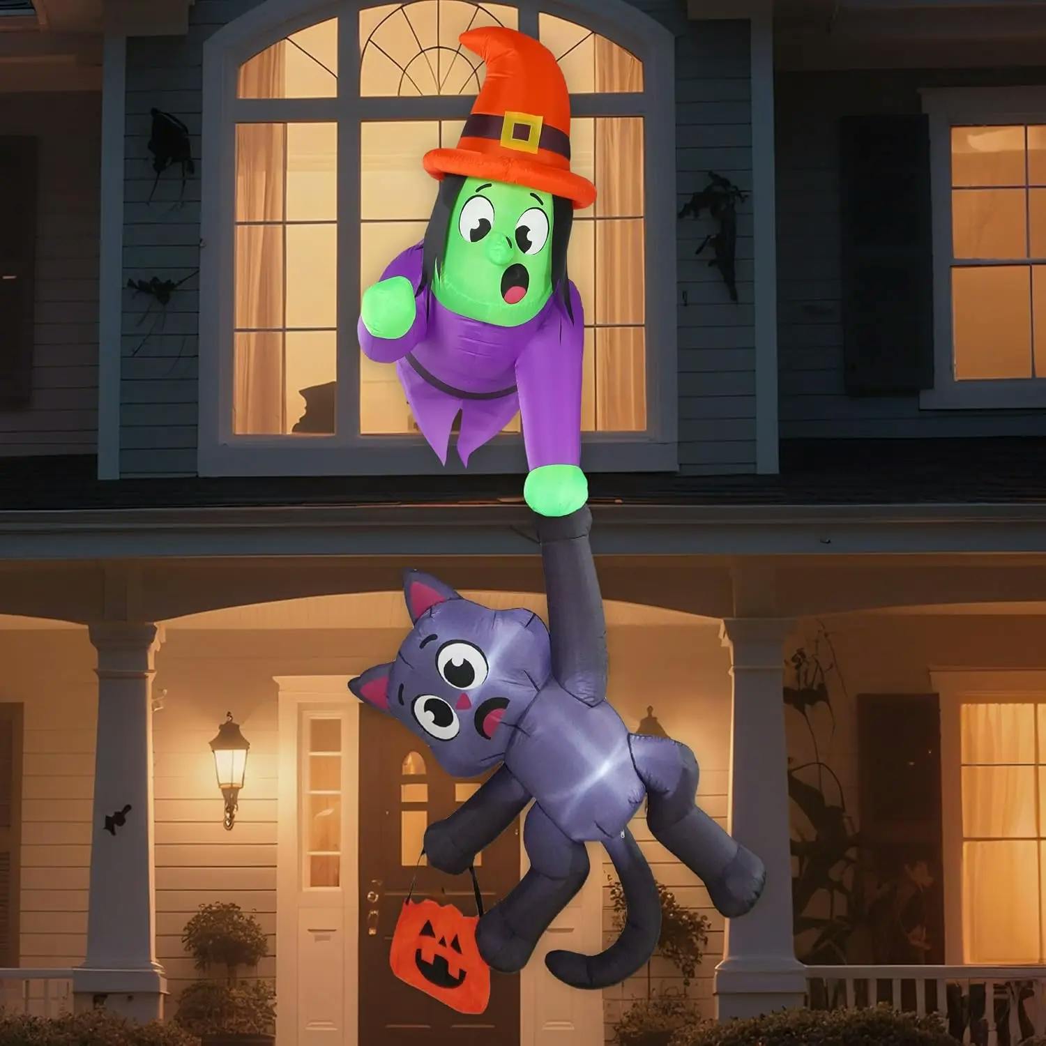 Witch and Black Cat Inflatable