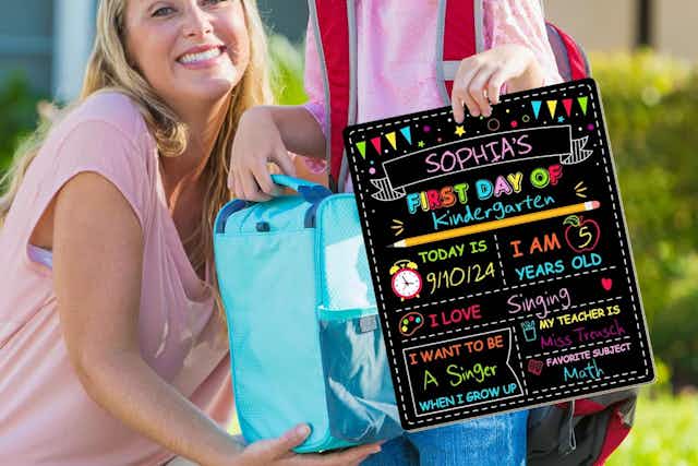 First and Last Day of School Sign, Just $4 on Amazon card image