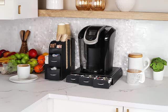 Coffee Pod Drawer and Cup Condiment Set, $17 on Amazon card image