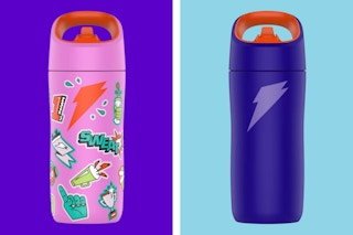 2 stock photo of stainless steel Gatorade water bottles