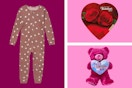 Toddler pajamas, assorted candy and plush bear (all Valentine's Day themed)