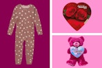 Toddler pajamas, assorted candy and plush bear (all Valentine's Day themed)