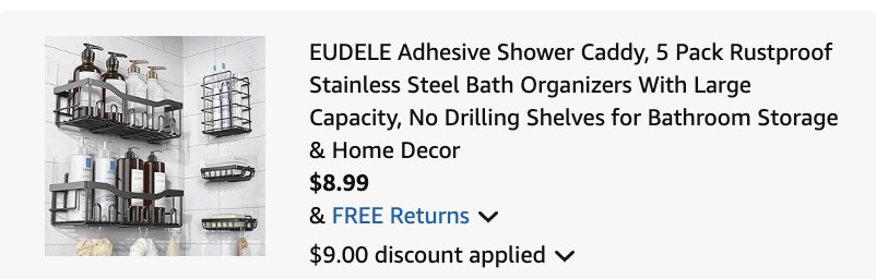 shower caddy set Amazon receipt