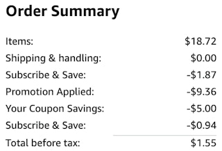 an amazon order summary ending in $1.55