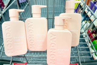 Monday shampoo and conditioners inside cart
