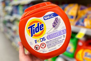 hand holding tide pods light