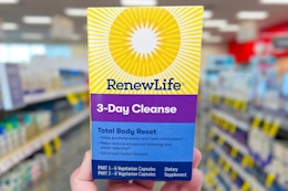 hand holding renew life cleanse in walgreens