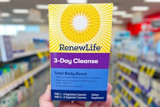 hand holding renew life cleanse in walgreens