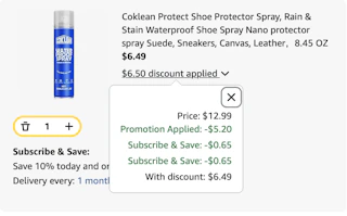 shoe spray Amazon receipt