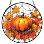 Fall Pumpkin Stained Glass Hanging