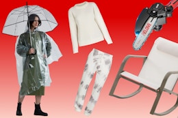 Umbrella, Sweater, Joggers, Patio Chair & Chain Saw
