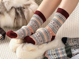 a person wearing a pair of wool socks 