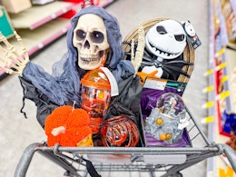 halloween items in a shopping basket