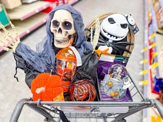 halloween items in a shopping basket