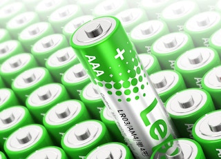 green and silver batteries