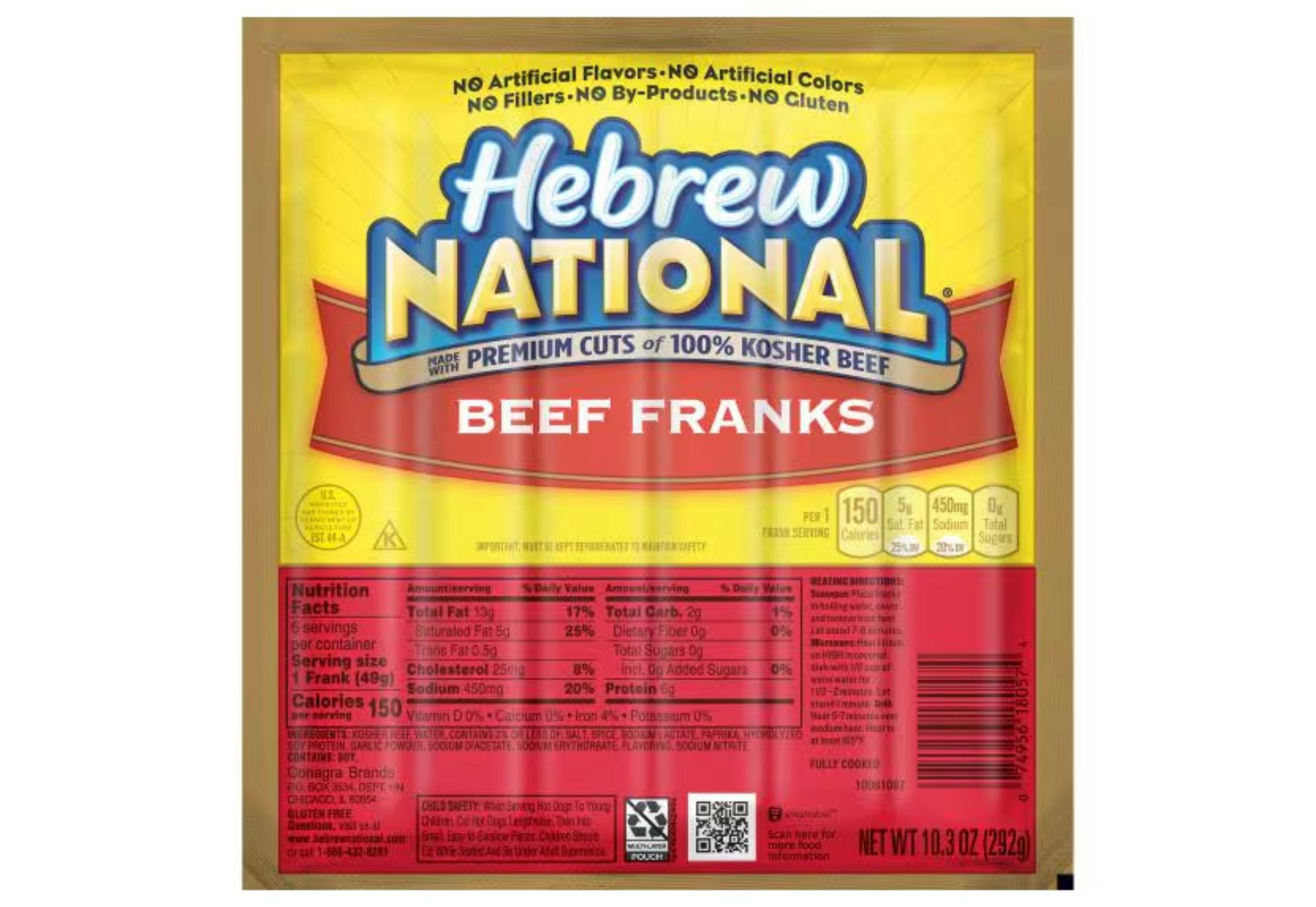 2 Hebrew National Hot Dog Packs 