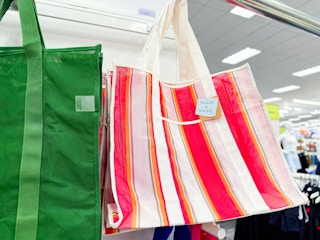 shade & shore tote handbags sitting on a target shelf
