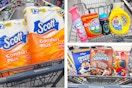 collage image of scott toilet paper, kelloggs cereal, and P&G laundry products