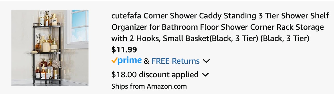 corner caddy Amazon receipt