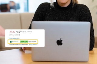 woman on laptop activating a brand tailored offer on amazon