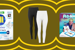 All Detergent pacs, Time and True women's leggings, and Flo-Magic air brush set