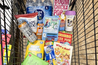 dollar tree roadtrip products in a shopping cart