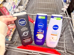 three nivea body washes in cvs cart