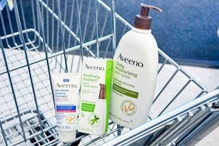 aveeno products in a walgreens cart