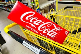 coca-cola 12-pack in a shopping cart