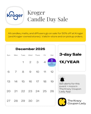Kroger Candle Day Sale predicted dates for December 2026.