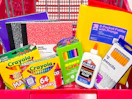 crayola, mondo llama, elmer's, and more school supplies in a target cart