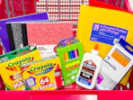 crayola, mondo llama, elmer's, and more school supplies in a target cart