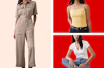 models modeling clothes in a collage 