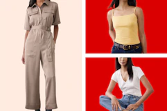 models modeling clothes in a collage 