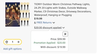 pathway lights Amazon receipt