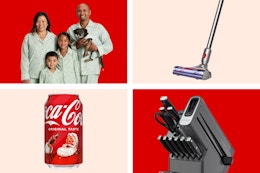 matching pajamas, Dyson vacuum, Coca Cola, and Ninja knife set