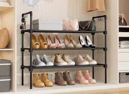a shoe rack with 
